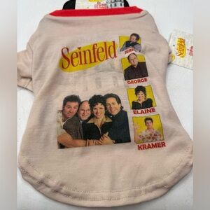 New X Retro Paws Seinfeld Tan Red Pet Dog T-Shirt Size XL Shirt Kramer Jerry HTF